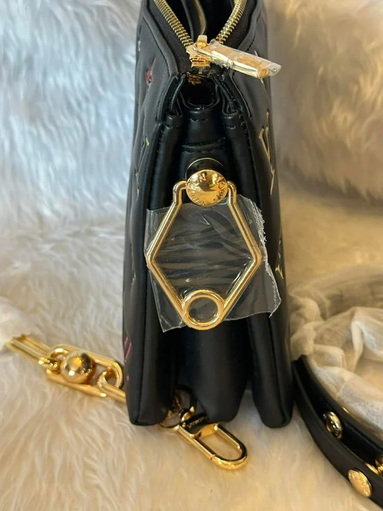 Mirror With Box Black Leather Crossbody with Multicolor Monogram Accents - Picture 4 of 6